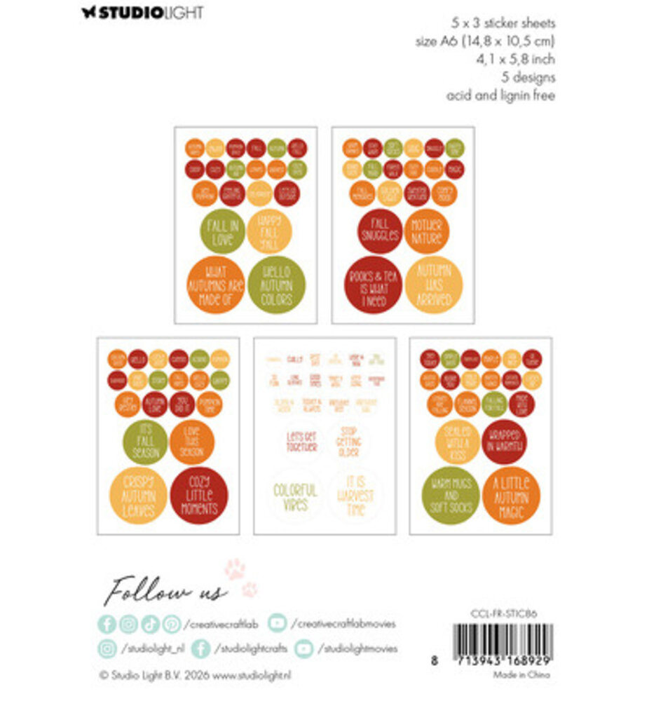 Creative Craftlab PRE-ORDER Friendz Fall A6 Sticker Pad (CCL-FR-STIC86) Creative Craftlab PRE-ORDER Friendz Fall A6 Sticker Pad (CCL-FR-STIC86)