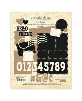 Graphic 45 Postage Stamp Collage & Numbers Die Set (4503315)