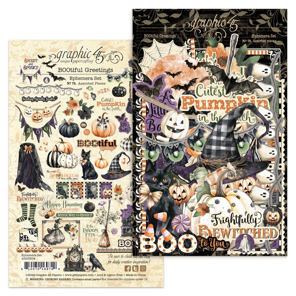 Graphic 45 PRE-ORDER BOOtiful Greetings Ephemera Set (4503304)