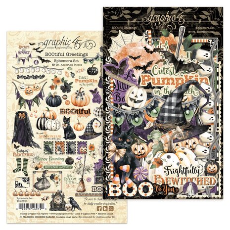 Graphic 45 PRE-ORDER BOOtiful Greetings Ephemera Set (4503304)