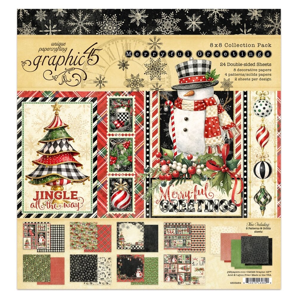 Graphic 45 PRE-ORDER Merry-ful Greetings 8x8 Inch Collection Pack (4503284)