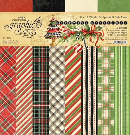 Graphic 45 PRE-ORDER Merry-ful Greetings 12x12 Inch Plaids & Stripes Pack (4503283) Graphic 45 PRE-ORDER Merry-ful Greetings 12x12 Inch Plaids & Stripes Pack (4503283)