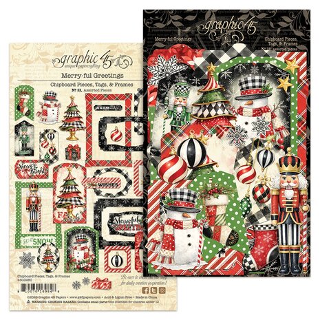 Graphic 45 PRE-ORDER Merry-ful Greetings Chipboard Pieces, Tags & Frames (4503280) Graphic 45 PRE-ORDER Merry-ful Greetings Chipboard Pieces, Tags & Frames (4503280)