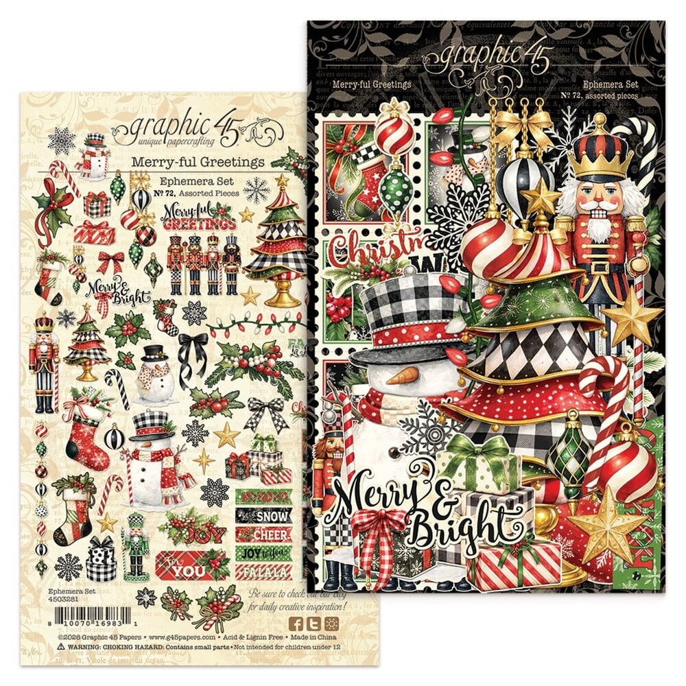 Graphic 45 PRE-ORDER Merry-ful Greetings Ephemera Set (4503281) Graphic 45 PRE-ORDER Merry-ful Greetings Ephemera Set (4503281)