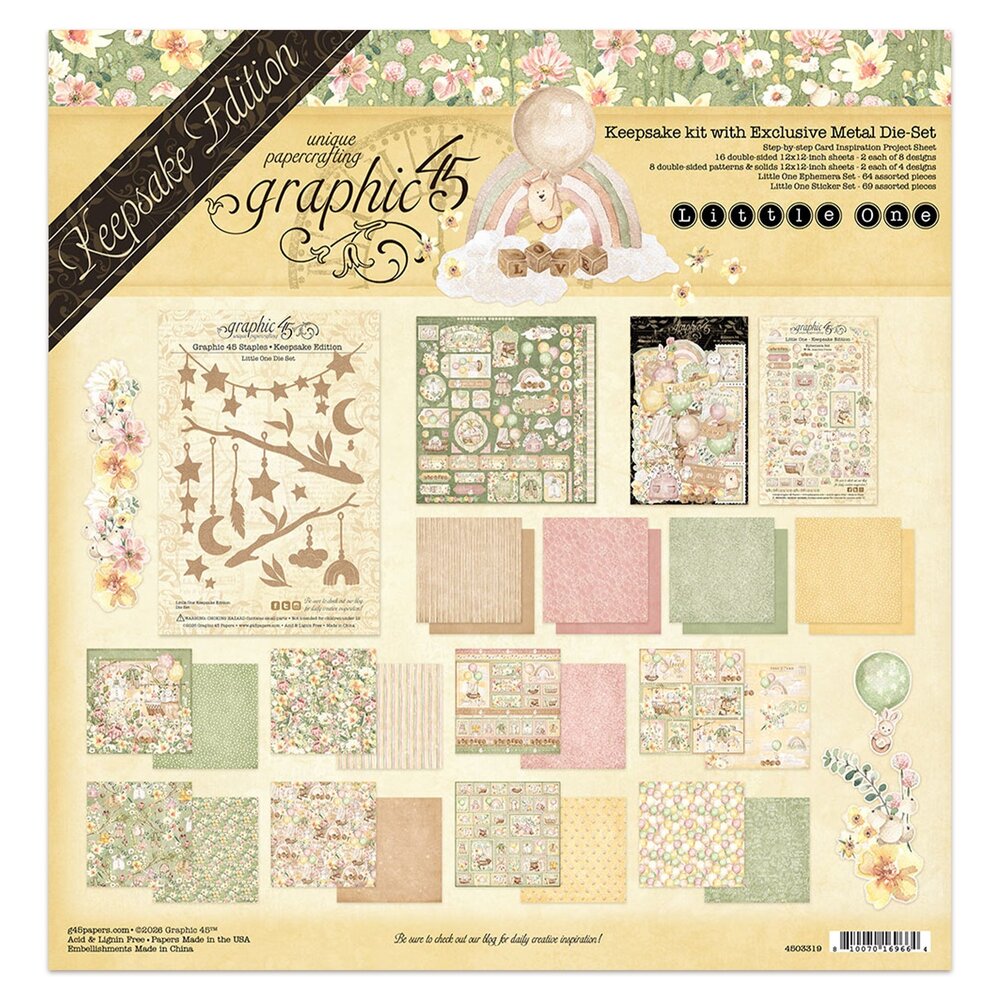 Graphic 45 PRE-ORDER Little One 12x12 Inch Keepsake Kit with Exclusive Metal Die-Set (4503319)