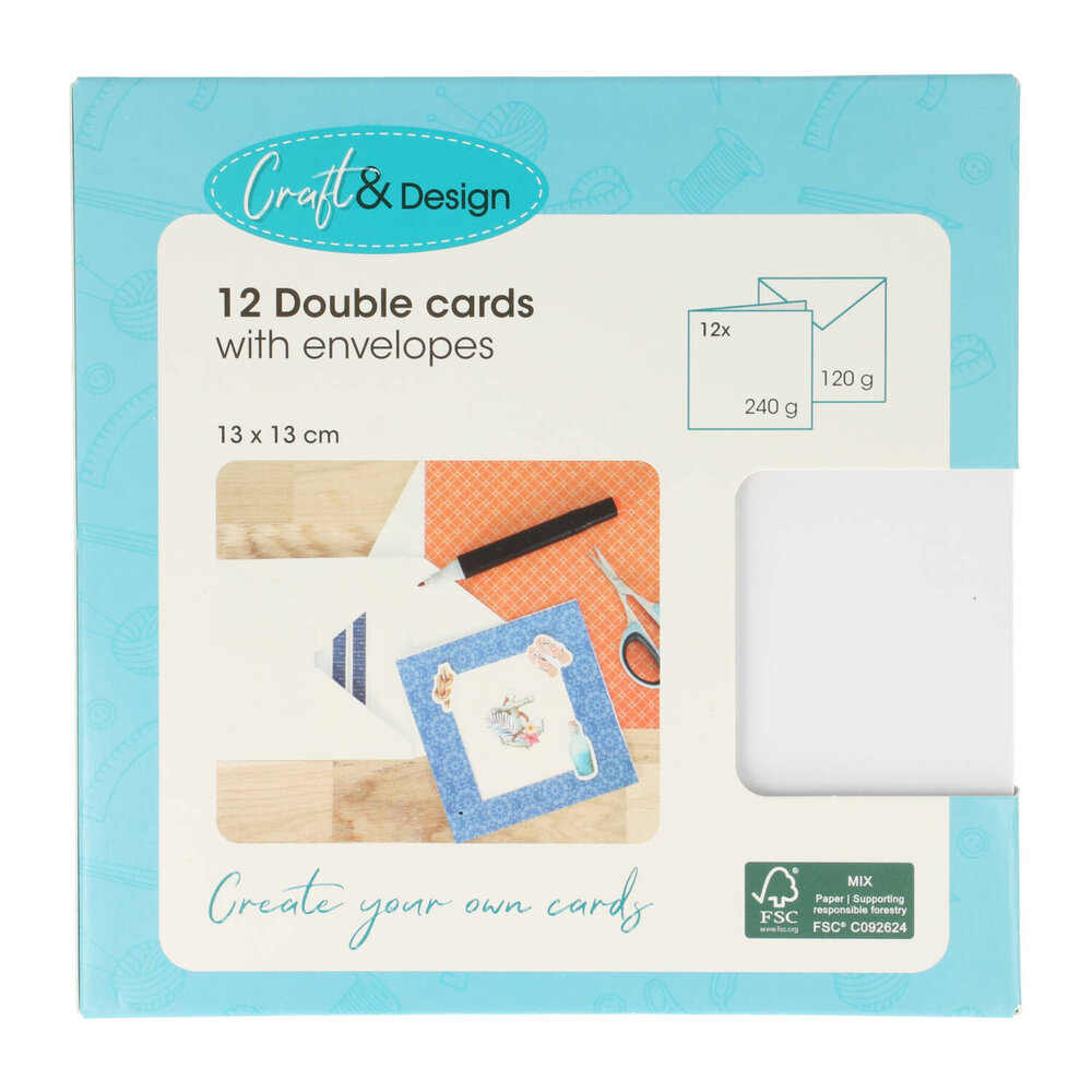 Craft & Design Cards & Envelopes 13x13cm Snow White (3207167)