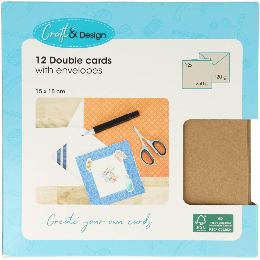 Craft & Design Cards & Envelopes 15x15cm Kraft (3207167) Craft & Design Cards & Envelopes 15x15cm Kraft (3207167)