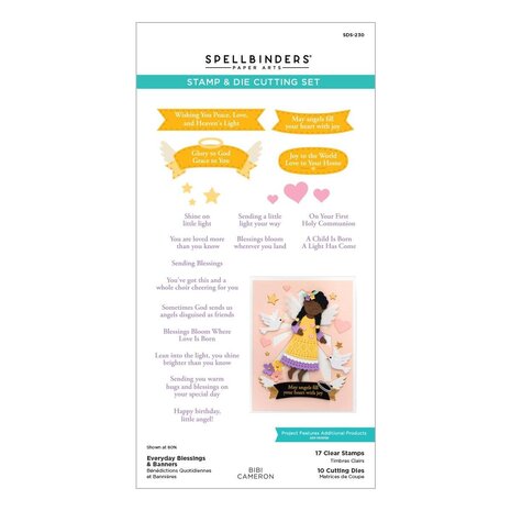 Spellbinders PRE-ORDER Bibi's Little Blessings Everyday Blessings & Banners Stamp & Die Set (SDS-230) Spellbinders PRE-ORDER Bibi's Little Blessings Everyday Blessings & Banners Stamp & Die Set (SDS-230)