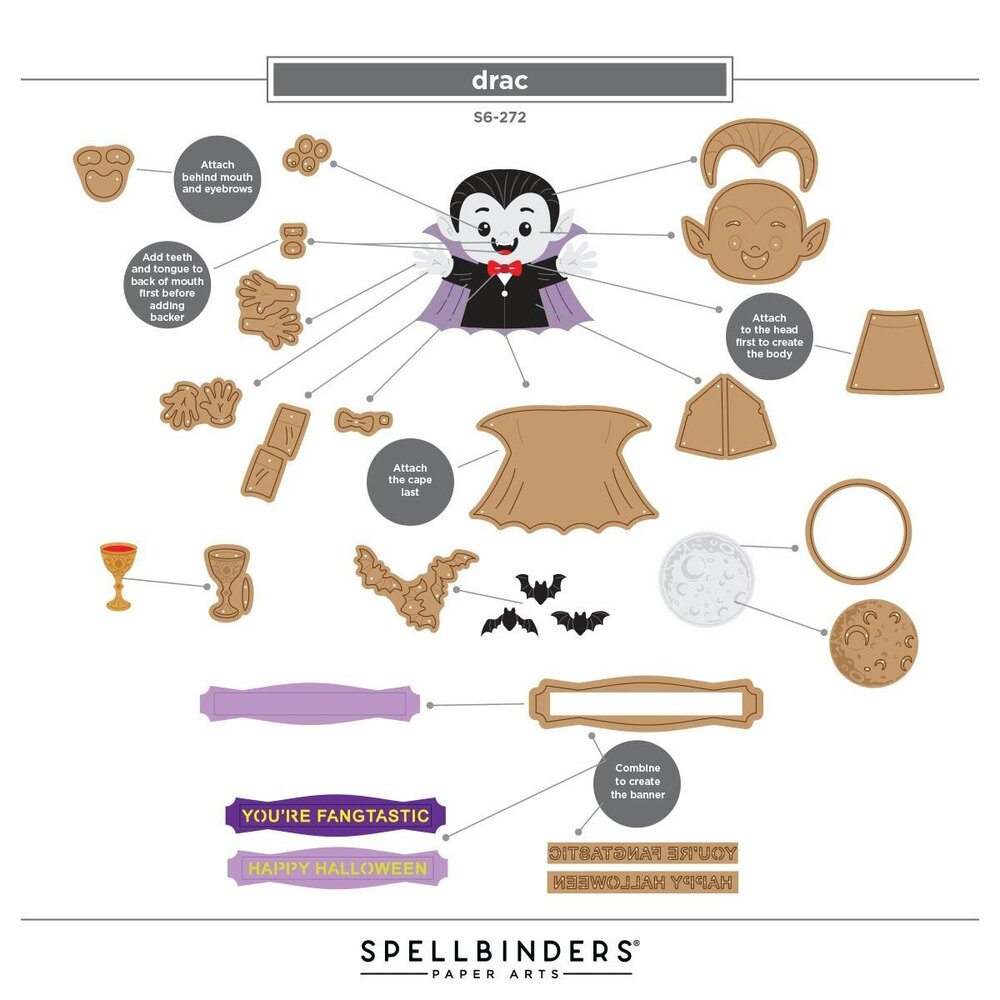 Spellbinders PRE-ORDER Halloween Hugs Drac Dies (S6-272) Spellbinders PRE-ORDER Halloween Hugs Drac Dies (S6-272)