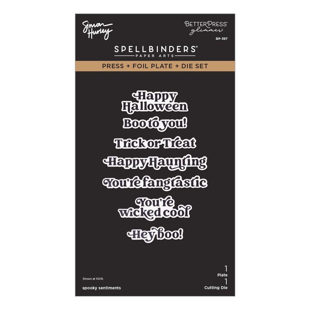 Spellbinders PRE-ORDER Halloween Hugs Spooky Sentiments Press Plate & Die Set (BP-387) Spellbinders PRE-ORDER Halloween Hugs Spooky Sentiments Press Plate & Die Set (BP-387)