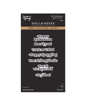 Spellbinders PRE-ORDER Halloween Hugs Spooky Sentiments Press Plate & Die Set (BP-387) Spellbinders PRE-ORDER Halloween Hugs Spooky Sentiments Press Plate & Die Set (BP-387)