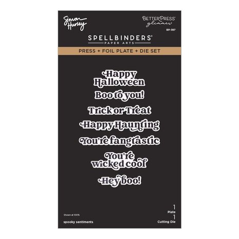 Spellbinders PRE-ORDER Halloween Hugs Spooky Sentiments Press Plate & Die Set (BP-387) Spellbinders PRE-ORDER Halloween Hugs Spooky Sentiments Press Plate & Die Set (BP-387)