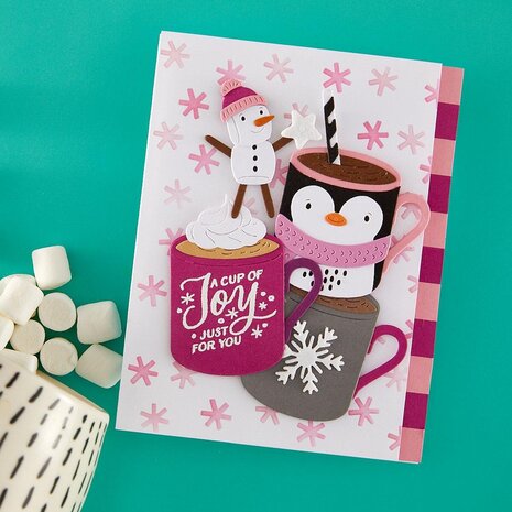 Spellbinders PRE-ORDER Mugs & Kisses Snow Joy Stencil (STN-109) Spellbinders PRE-ORDER Mugs & Kisses Snow Joy Stencil (STN-109)