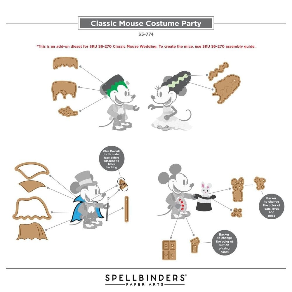 Spellbinders PRE-ORDER Classic Mouse Costume Party Dies (S5-774) Spellbinders PRE-ORDER Classic Mouse Costume Party Dies (S5-774)
