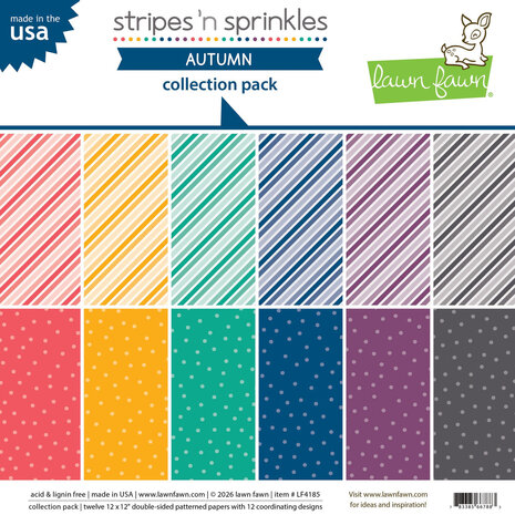 Lawn Fawn Stripes 'n Sprinkles Autumn 12x12 Inch Collection Pack (LF4185) Lawn Fawn Stripes 'n Sprinkles Autumn 12x12 Inch Collection Pack (LF4185)