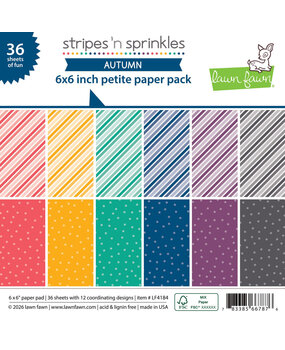 Lawn Fawn Stripes 'n Sprinkles Autumn 6x6 Inch Paper Pack (LF4184) Lawn Fawn Stripes 'n Sprinkles Autumn 6x6 Inch Paper Pack (LF4184)
