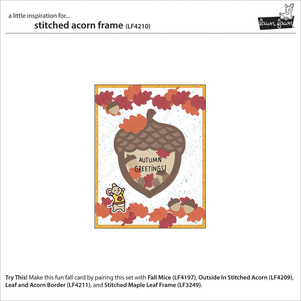Lawn Fawn Stitched Acorn Frame Dies (LF4210) Lawn Fawn Stitched Acorn Frame Dies (LF4210)