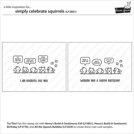 Lawn Fawn Simply Celebrate Squirrels Clear Stamps (LF3881) Lawn Fawn Simply Celebrate Squirrels Clear Stamps (LF3881)