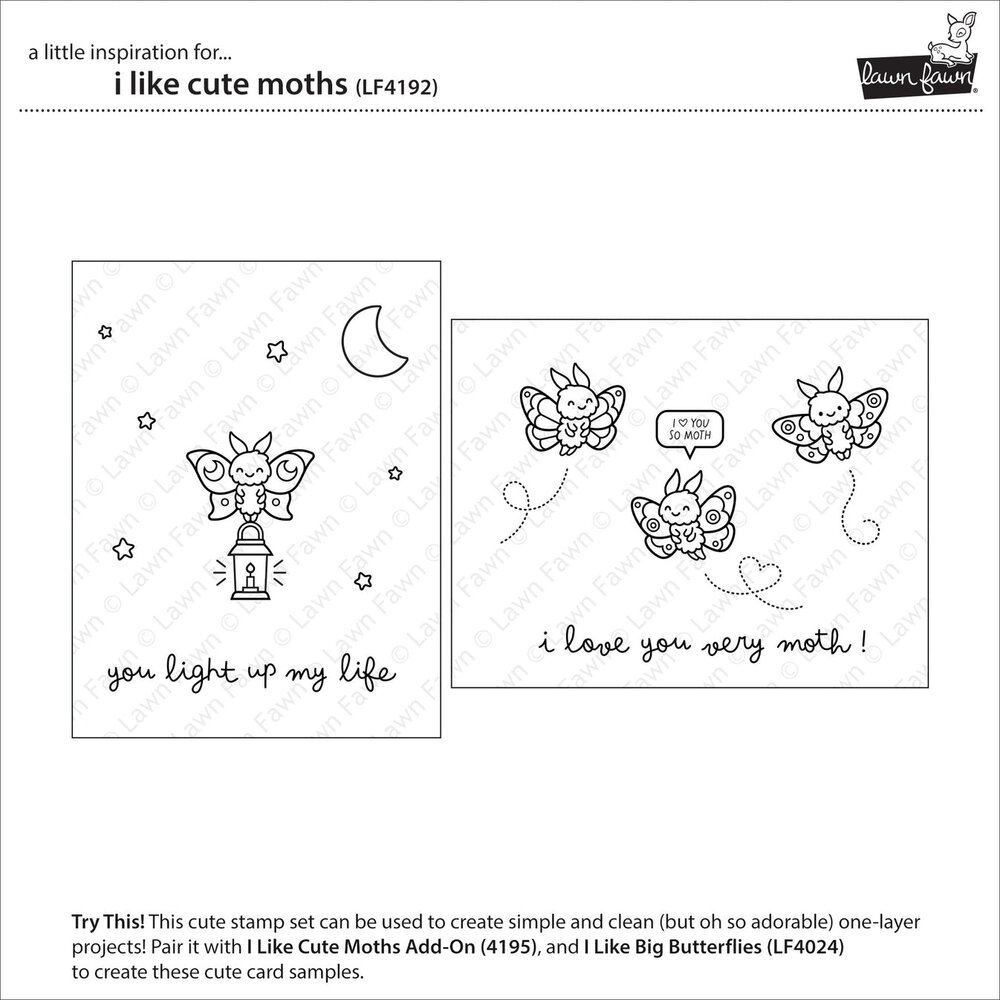 Lawn Fawn I Like Cute Moths Clear Stamps (LF4192) Lawn Fawn I Like Cute Moths Clear Stamps (LF4192)