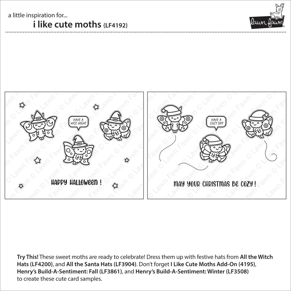 Lawn Fawn I Like Cute Moths Clear Stamps (LF4192) Lawn Fawn I Like Cute Moths Clear Stamps (LF4192)