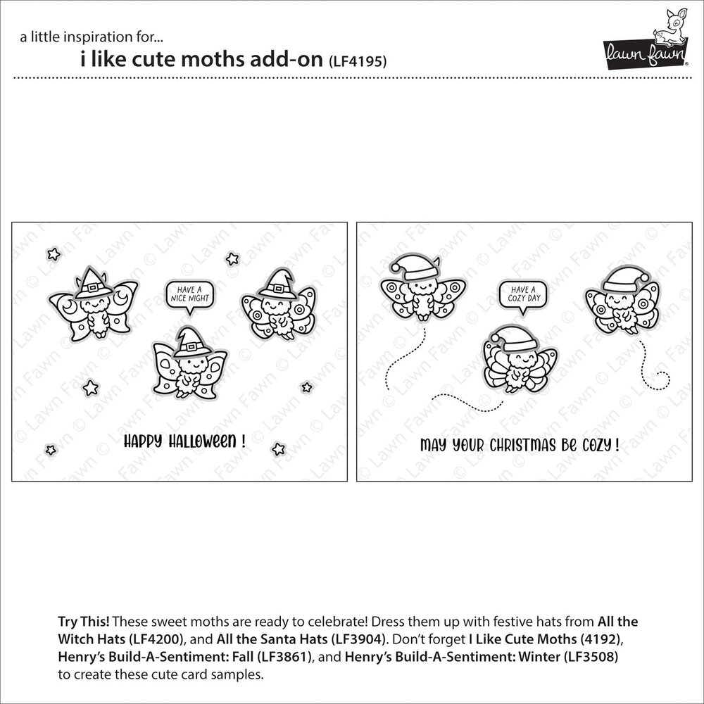 Lawn Fawn I Like Cute Moths Add-On Clear Stamps (LF4195) Lawn Fawn I Like Cute Moths Add-On Clear Stamps (LF4195)
