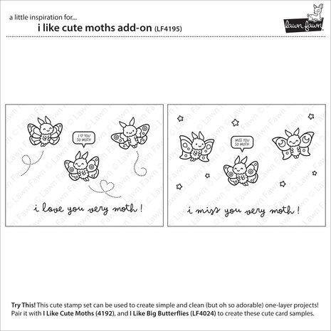Lawn Fawn I Like Cute Moths Add-On Clear Stamps (LF4195) Lawn Fawn I Like Cute Moths Add-On Clear Stamps (LF4195)