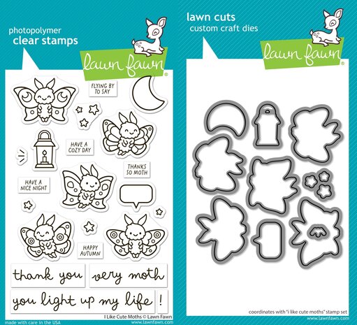 Lawn Fawn I Like Cute Moths Stamp & Die DUO (LF4193) Lawn Fawn I Like Cute Moths Stamp & Die DUO (LF4193)