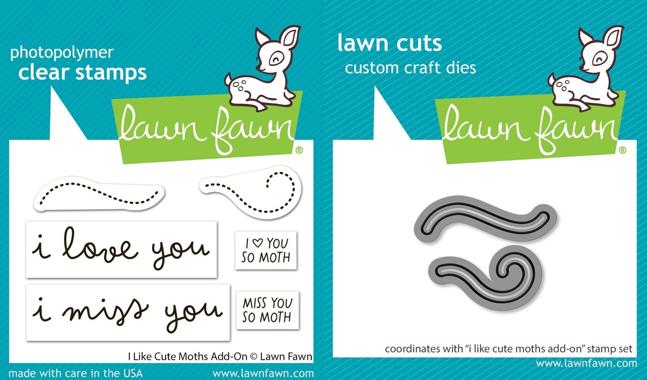 Lawn Fawn I Like Cute Moths Add-On Stamp & Die DUO (LF4196) Lawn Fawn I Like Cute Moths Add-On Stamp & Die DUO (LF4196)