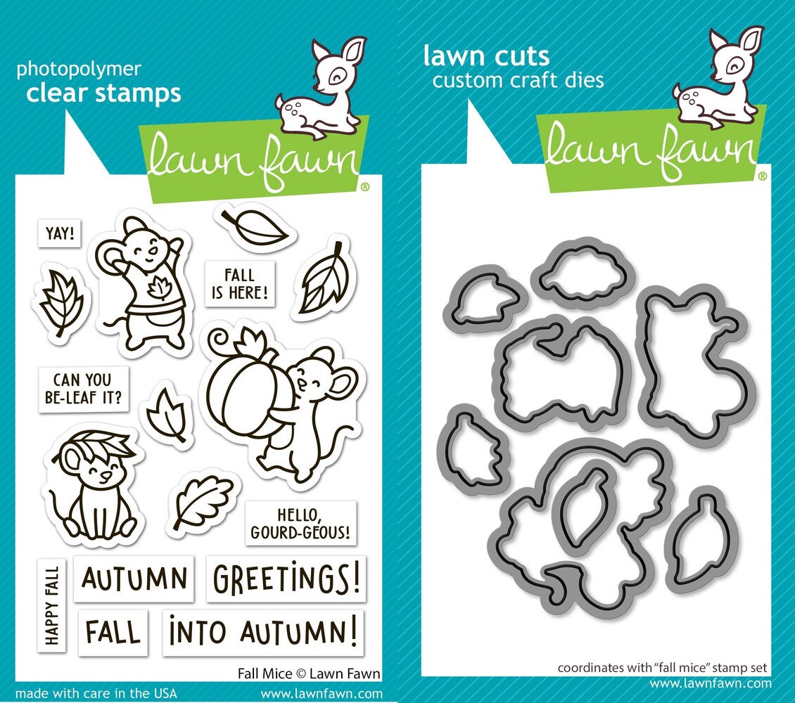 Lawn Fawn Fall Mice Stamp & Die DUO (LF4198) Lawn Fawn Fall Mice Stamp & Die DUO (LF4198)