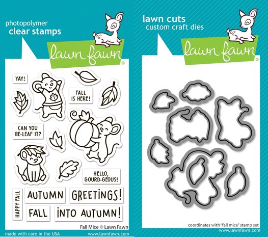 Lawn Fawn Fall Mice Stamp & Die DUO (LF4198) Lawn Fawn Fall Mice Stamp & Die DUO (LF4198)