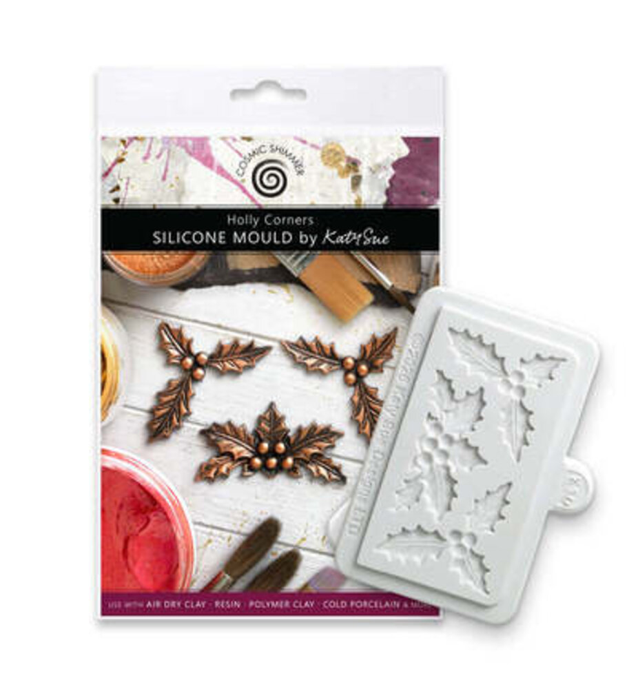 Cosmic Shimmer Silicone Mould Holly Corners (CE0165-CS)