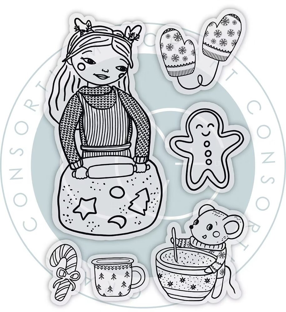Craft Consortium Olivia's Christmas Tale A6 Clear Stamps Baking (CCSTMP104) Craft Consortium Olivia's Christmas Tale A6 Clear Stamps Baking (CCSTMP104)