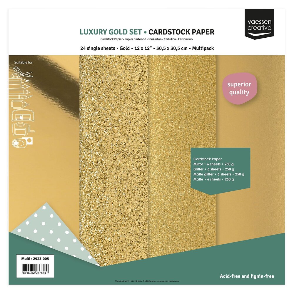 Vaessen Creative Luxury Gold 12x12 Inch Cardstock Paper (2932-005)