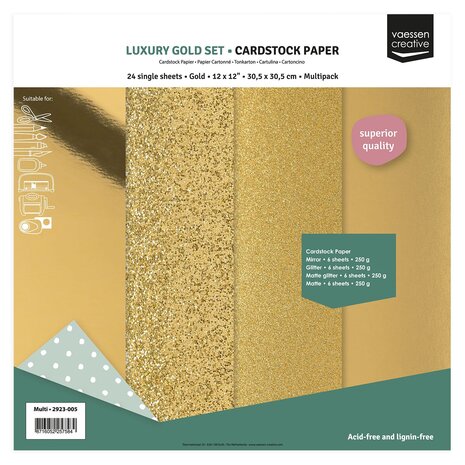 Vaessen Creative Luxury Gold 12x12 Inch Cardstock Paper (2932-005)