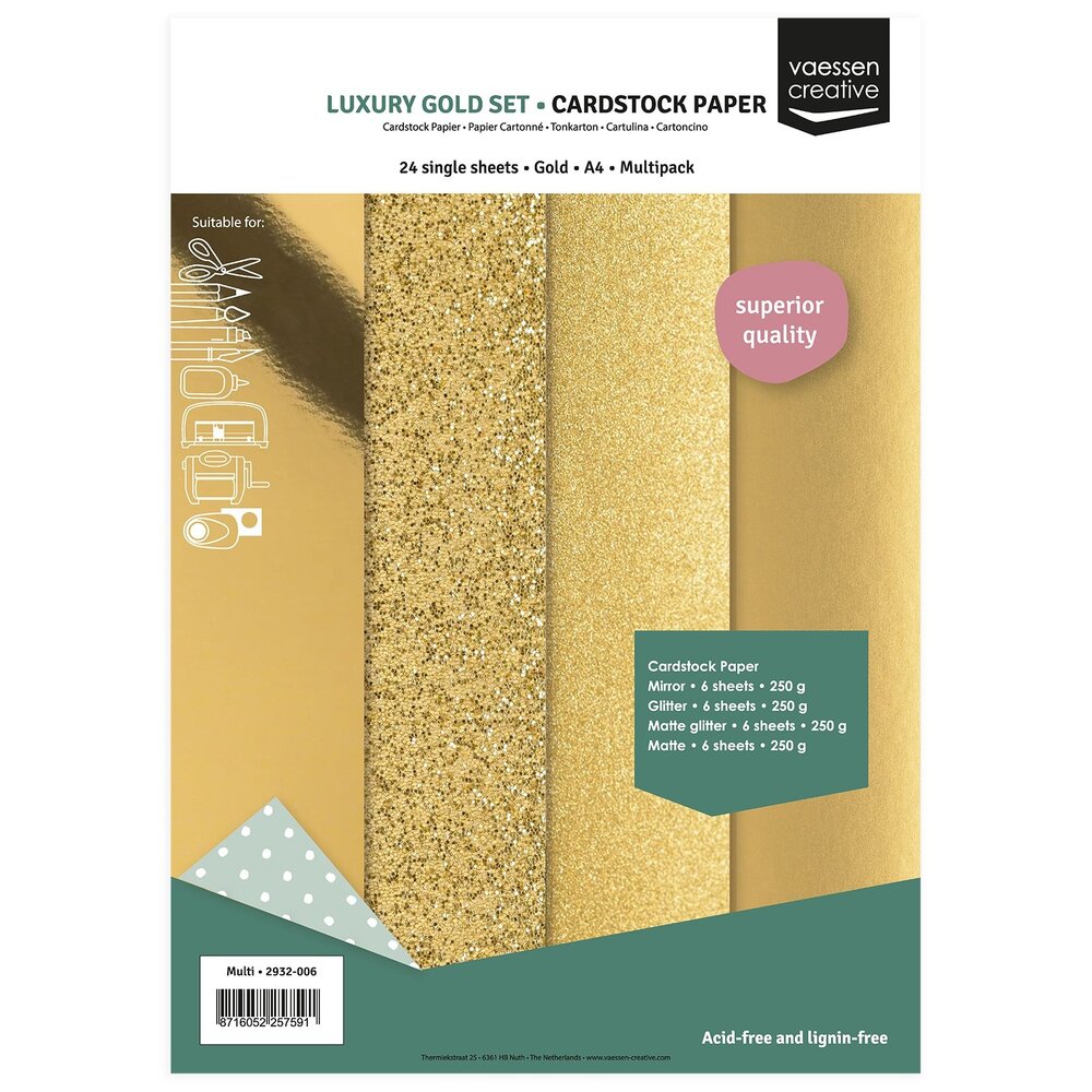 Vaessen Creative Luxury Gold A4 Cardstock Paper (2932-006) Vaessen Creative Luxury Gold A4 Cardstock Paper (2932-006)