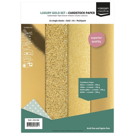 Vaessen Creative Luxury Gold A4 Cardstock Paper (2932-006) Vaessen Creative Luxury Gold A4 Cardstock Paper (2932-006)