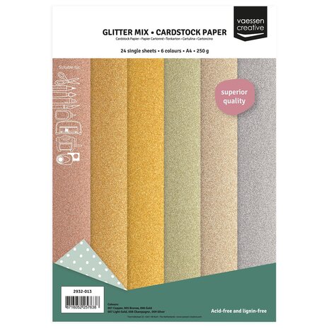 Vaessen Creative Glitter Mix A4 Cardstock Paper (2932-013) Vaessen Creative Glitter Mix A4 Cardstock Paper (2932-013)