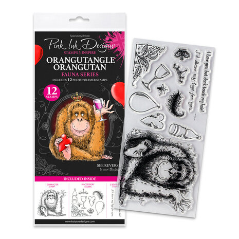 Pink Ink Designs Fauna Series Orangutangle Orangutan Clear Stamps (07-0017-PI)