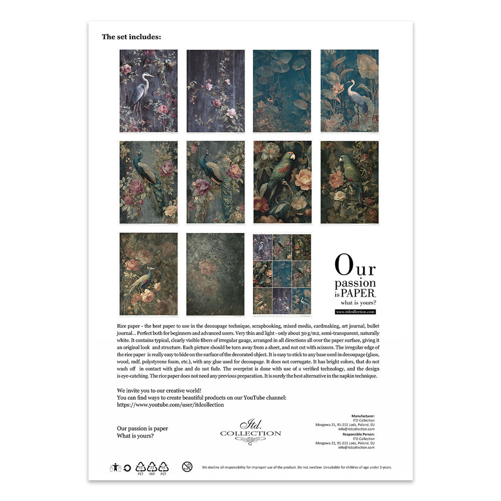 ITD Collection Botanical Boudoir A4 Rice Paper Set (RP 107) ITD Collection Botanical Boudoir A4 Rice Paper Set (RP 107)