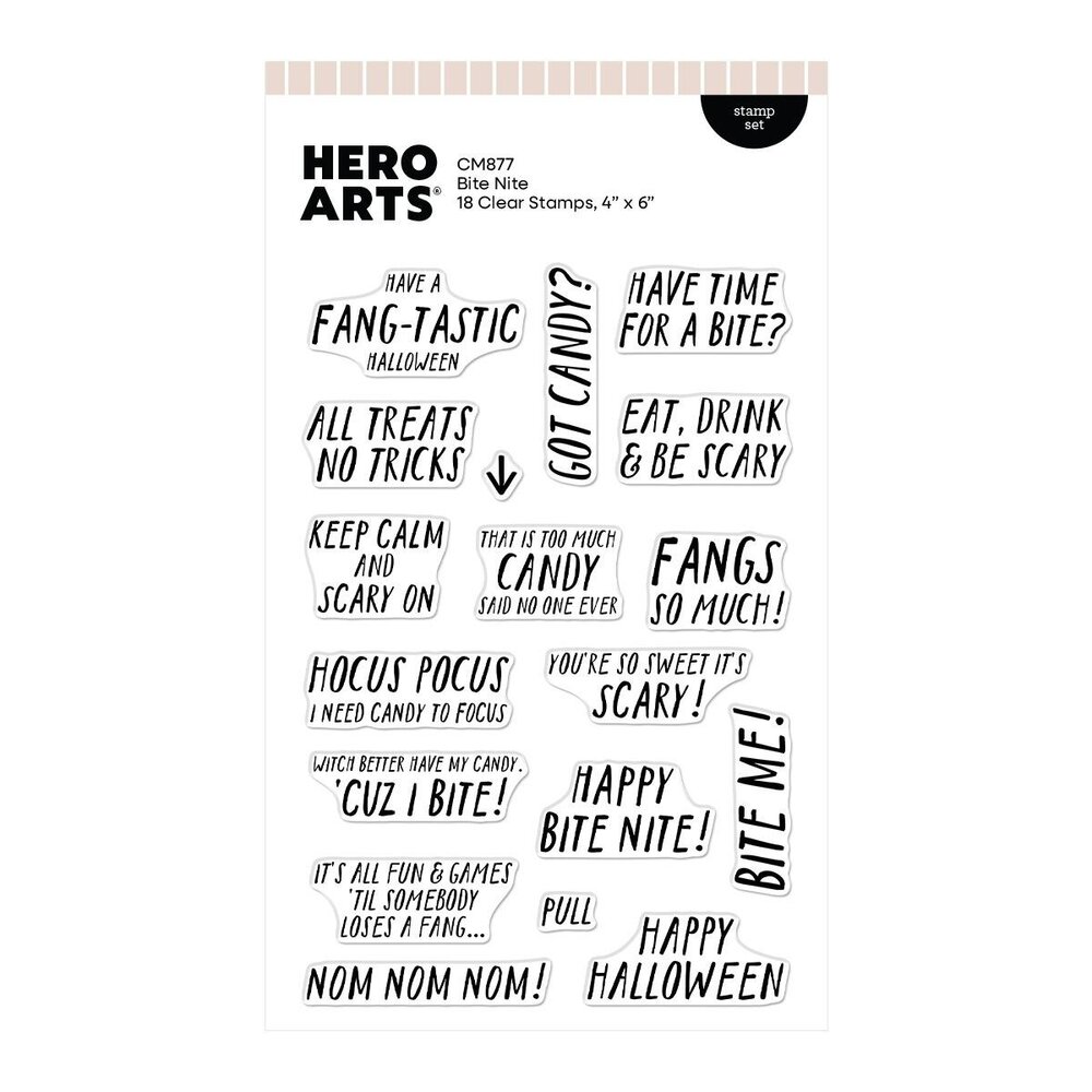 Hero Arts PRE-ORDER Spooky Smiles Clear Stamp Set Bite Nite (CM877)