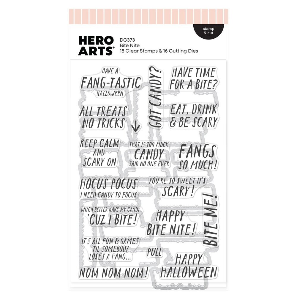 Hero Arts PRE-ORDER Spooky Smiles Stamps & Dies Bite Nite (DC373)