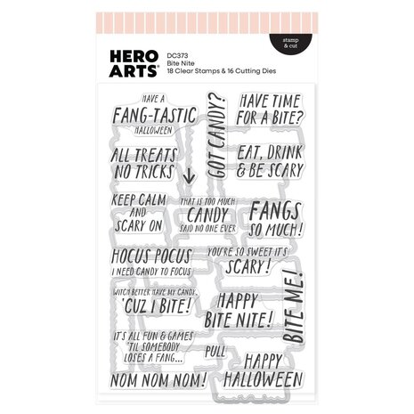 Hero Arts PRE-ORDER Spooky Smiles Stamps & Dies Bite Nite (DC373)
