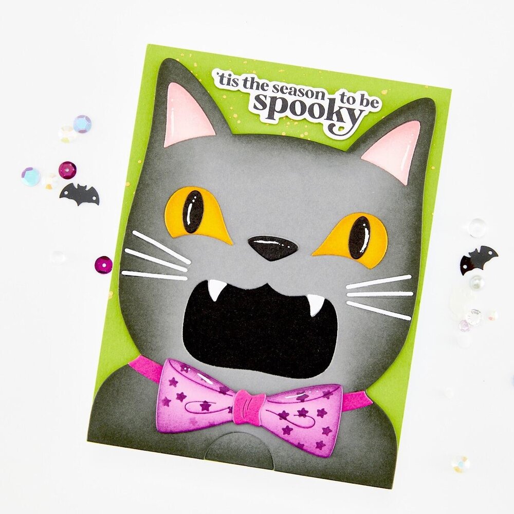 Hero Arts PRE-ORDER Spooky Smiles Die Set Big Mouth Cat (DF324)
