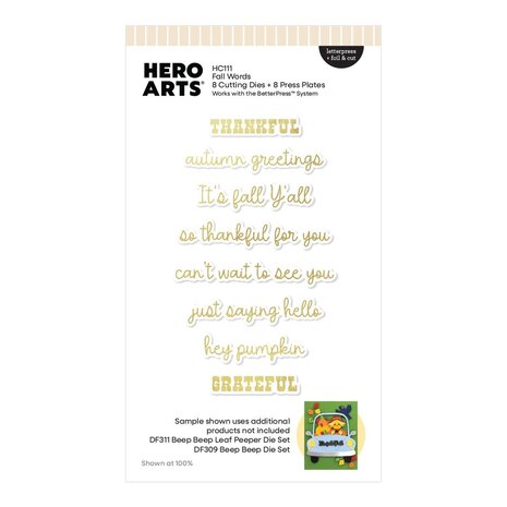 Hero Arts PRE-ORDER Whimsical Wheels Fall Words Hot Foil Plate & Die Set (HC111)