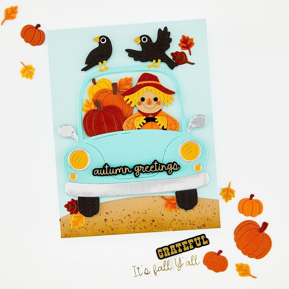 Hero Arts PRE-ORDER Whimsical Wheels Fall Words Hot Foil Plate & Die Set (HC111)