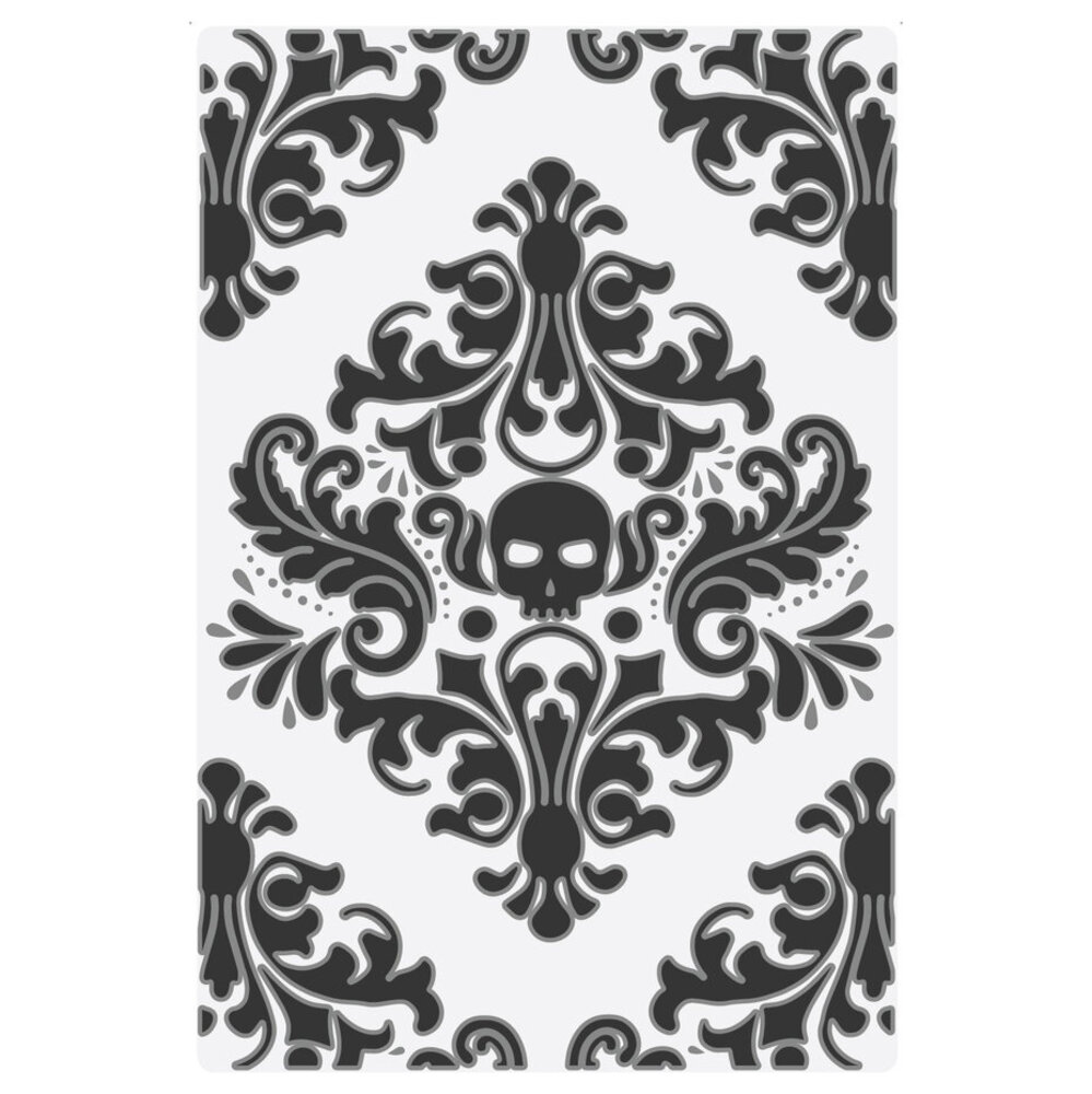 Sizzix Multi-Level Texture Fades A6 Embossing Folder Vault Skull by Tim Holtz (666912) Sizzix Multi-Level Texture Fades A6 Embossing Folder Vault Skull by Tim Holtz (666912)