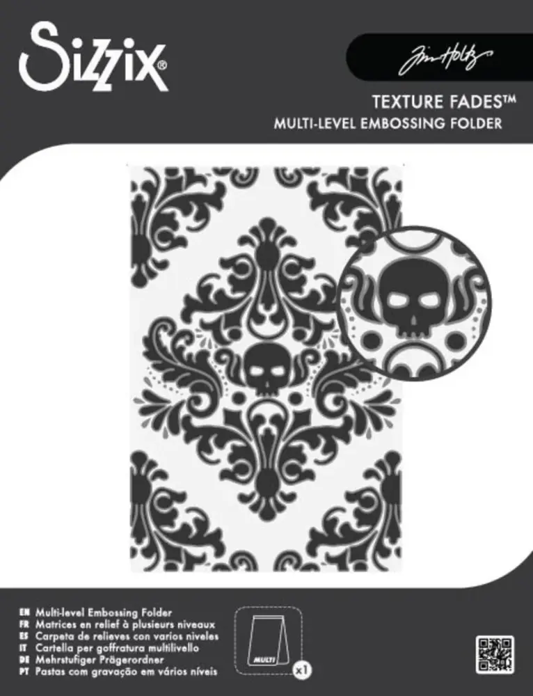Sizzix Multi-Level Texture Fades A6 Embossing Folder Vault Skull by Tim Holtz (666912) Sizzix Multi-Level Texture Fades A6 Embossing Folder Vault Skull by Tim Holtz (666912)