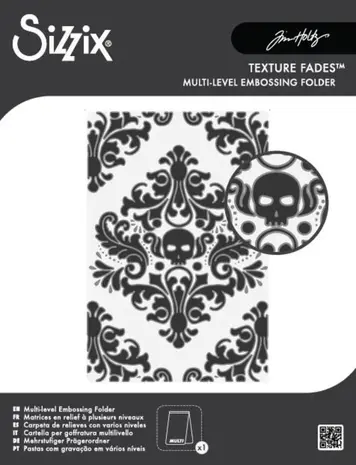 Sizzix Multi-Level Texture Fades A6 Embossing Folder Vault Skull by Tim Holtz (666912) Sizzix Multi-Level Texture Fades A6 Embossing Folder Vault Skull by Tim Holtz (666912)
