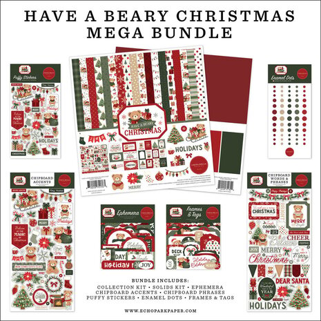 Carta Bella Have A Beary Christmas 12x12 Inch Mega Bundle (CBBC518050)