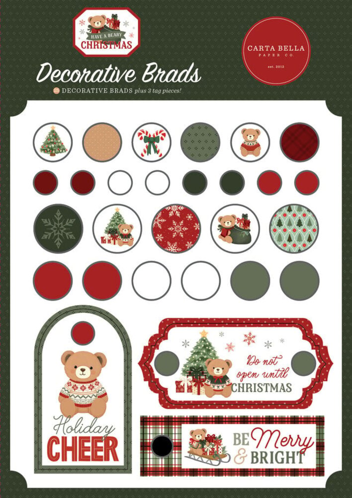 Carta Bella Have A Beary Christmas Decorative Brads (CBBC518020) Carta Bella Have A Beary Christmas Decorative Brads (CBBC518020)